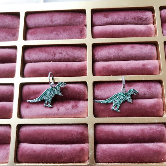 COPY - Green Zircon Dinosaur Earrings - Picture 4 of 6